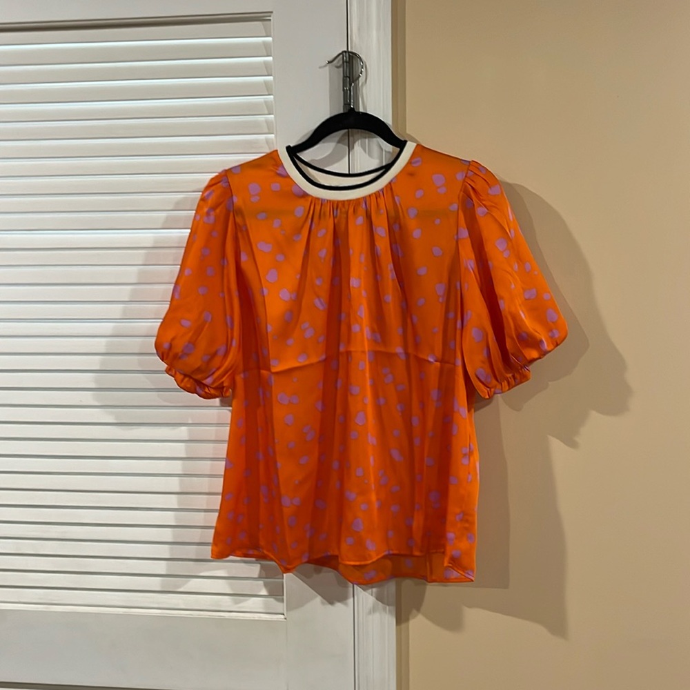 NWOT THML xl orange and purple animal printt short sleeved shirt